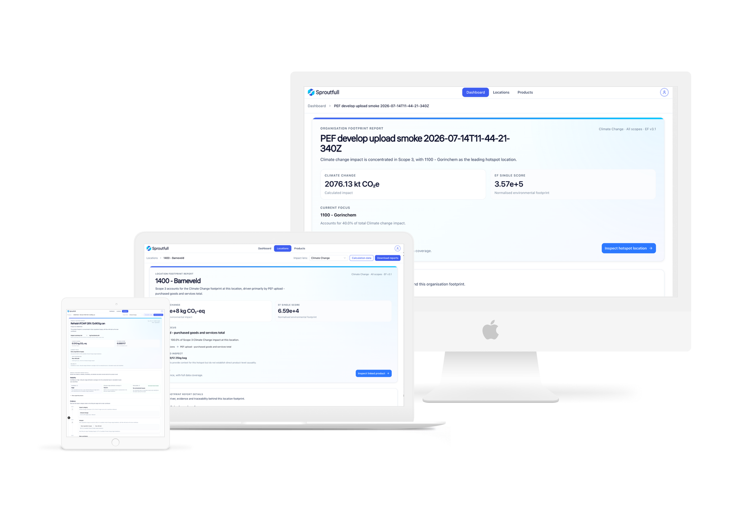 Sproutfull environmental reporting interface